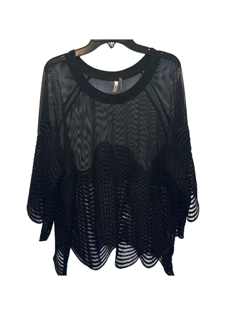 Mirror Image Black Sheer Knit Top, Plus Size 1X